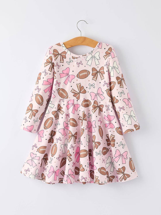 Girls Pink Dress with Football and Bow