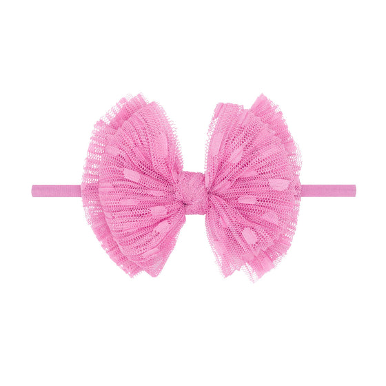Baby Bling® Tulle FAB® Skinny nylon headband with tulle bow: Pleated Rose Quartz
