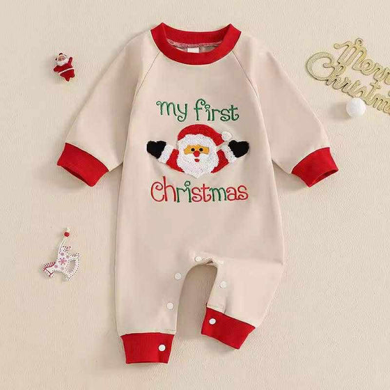 My First Christmas Embroidered Santa Romper