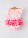 Pink Bow Ruffle Romper
