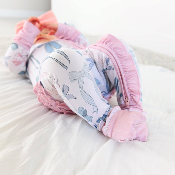 Samantha Bows RUFFLE ZIP Bamboo Sleeplies Little Outfit