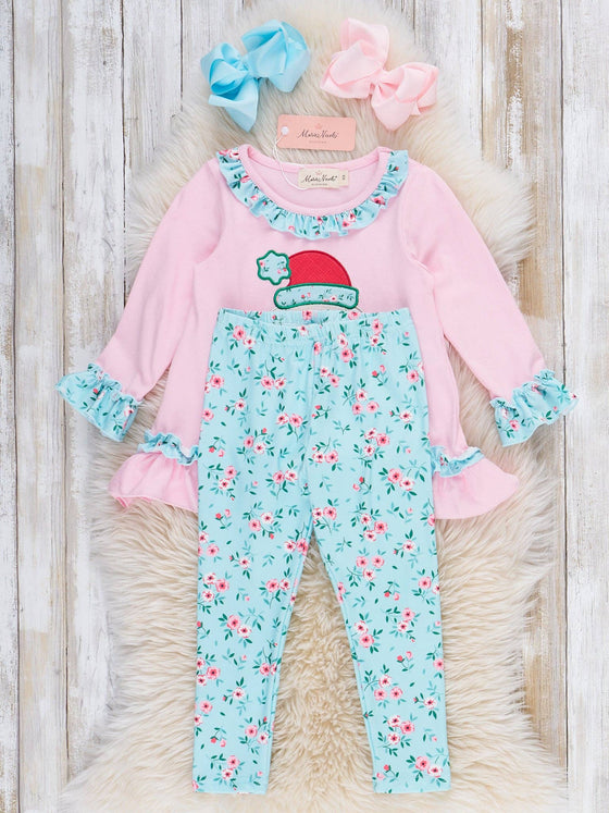 Festive Floral Santa Embroidered Outfit