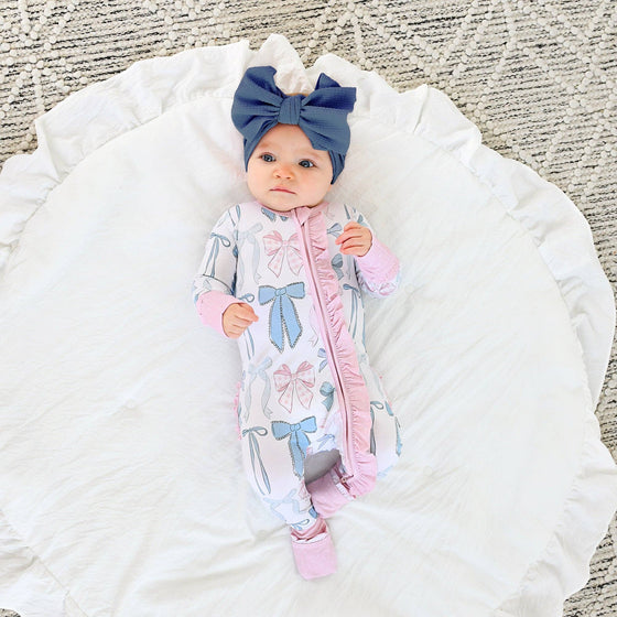Samantha Bows RUFFLE ZIP Bamboo Sleeplies Little Outfit