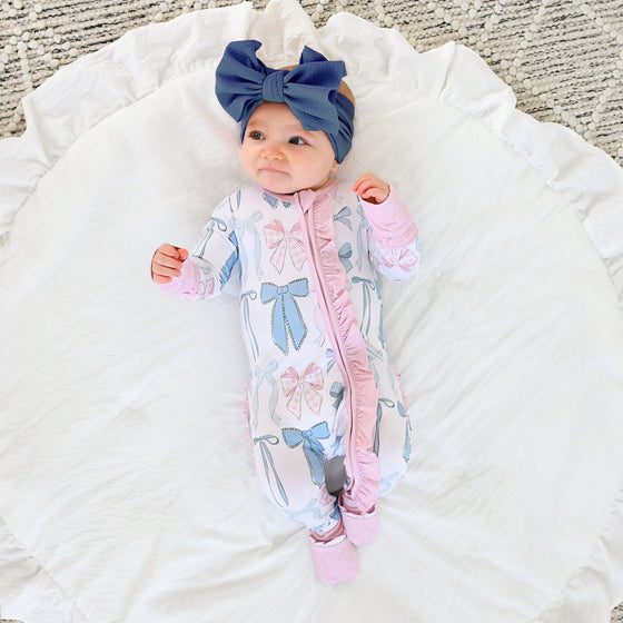 Samantha Bows RUFFLE ZIP Bamboo Sleeplies Little Outfit