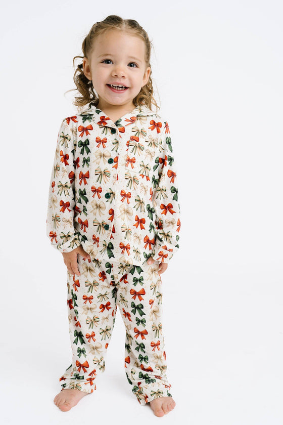 Holiday Bows Bamboo Button Up Set