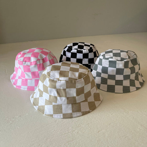 Kids Bucket Hat, Black Checkerboard