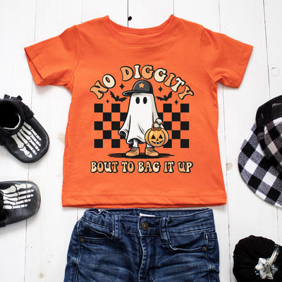 No Diggity Bout to Bag It Up Halloween T-Shirt- Orange