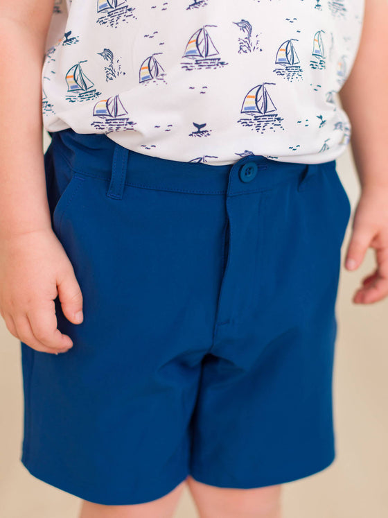 Boys Navy Hybrid Shorts: Navy