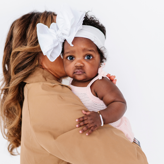 Baby Bling® Faux Silk Big Classic Bow on soft nylon headband: White