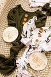 Olive Leaf Newborn Baby Knot Gown & Hat Set