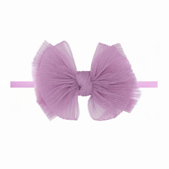 Baby Bling® Tulle FAB® Skinny nylon headband with tulle bow: Pleated Rose Quartz
