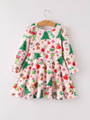 Winter Christmas Character Print Girls Dress