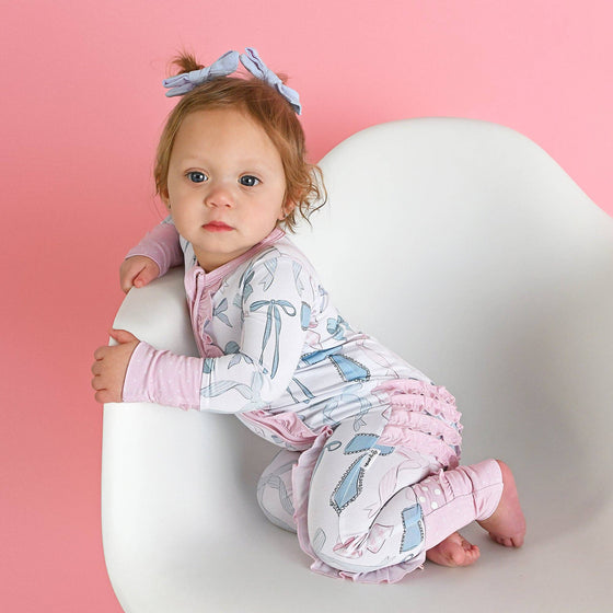 Samantha Bows RUFFLE ZIP Bamboo Sleeplies Little Outfit