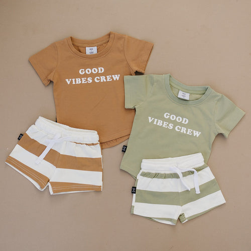 Good Vibes Mint Green Striped Short Set