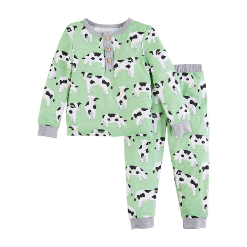 Green Cow Pajama Set