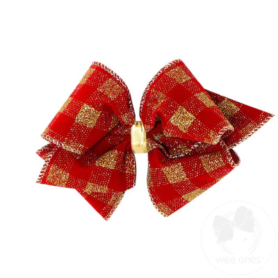 Mini King Glitzy Holiday Bows- Check