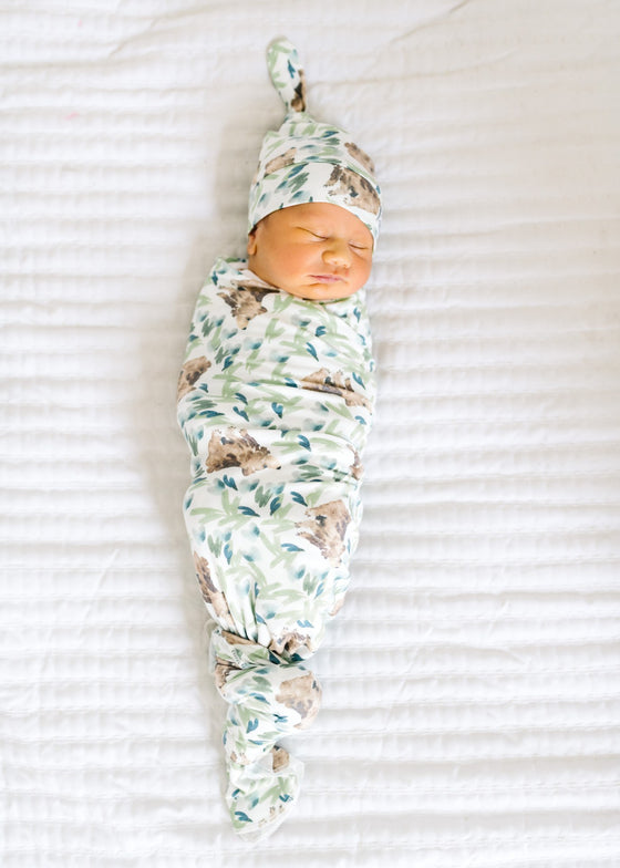 Knit Swaddle Blanket - Bear