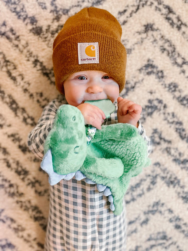 Itzy Lovey Green Dino Plush with Silicone Teether Toy