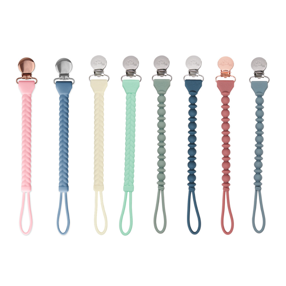 Storm Gray Beaded Sweetie Strap Silicone Pacifier Clip