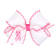  Think Pink! King Crosgrain Hair Bow Embroidered Breast Cancer Ribbon