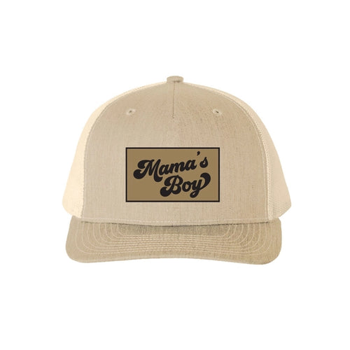 Mama's Boy Leather patch Trucker Hat