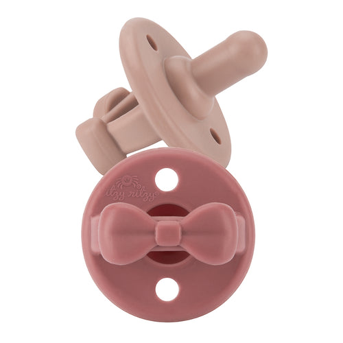 Clay + Rosewood Sweetie Bow Soother Pacifier set