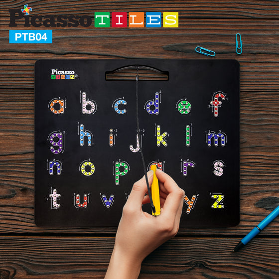 Picasso Tiles Large Double Sided Magnetic Drawing Board- Lower Case Letters and Freestyle