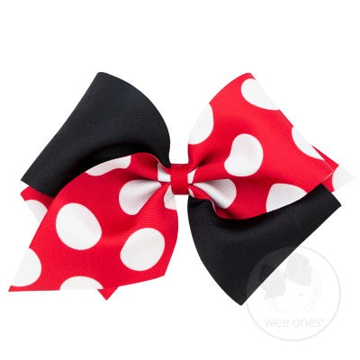 Wide King Two-Tone Polka Dot Bow- Red