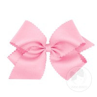 King Scalloped Edge Grosgrain Bow- Pearl Pink