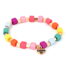  Charm It! Gold Multi Cube Stretch Bead Bracelet