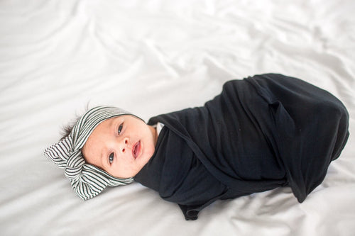 Knit Swaddle Blanket-Midnight