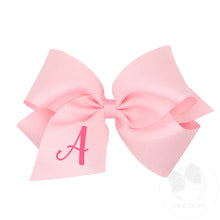  King Monogrammed Grosgrain Bow - Pink with Dark Pink Initial