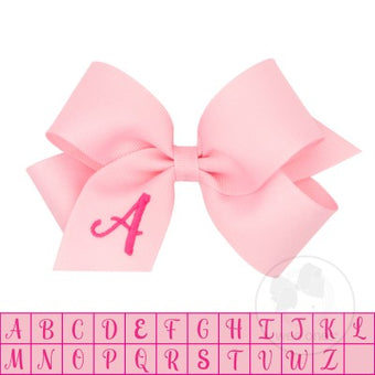 Medium Monogrammed Grosgrain Bow - Light Pink with Hot Pink Initial