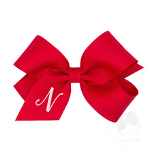  Medium Monogrammed Grosgrain Bow - Red with White