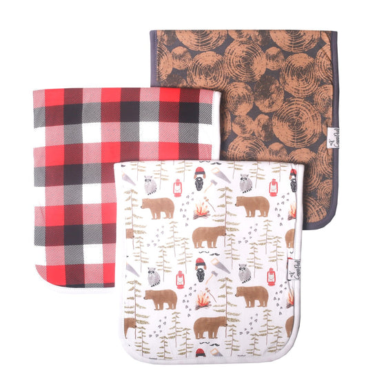 Set of Three Premium Burp Cloths-Lumberjack