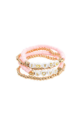 Pink Love Bracelets - 4pc