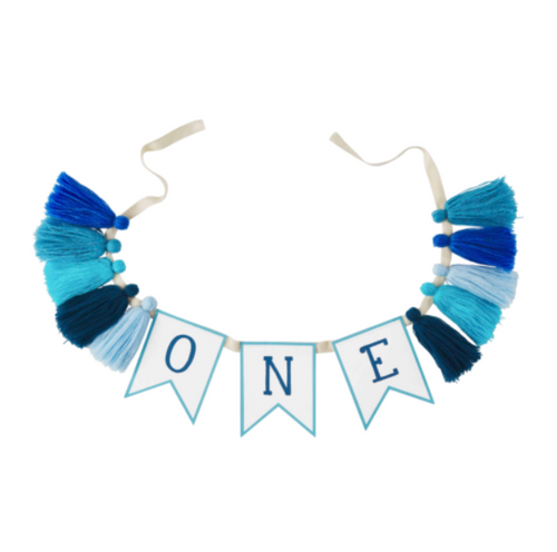 Blue One Birthday Banner