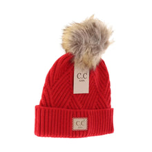  Kids Large Patch Heathered Beanie-Red