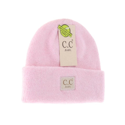 Baby Soft Ribbed Leather Patch C.C. Beanie- Pink