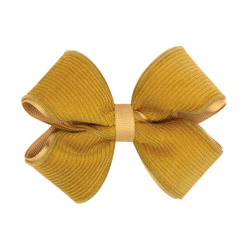 Small Corduroy Overlay Bow-Gold