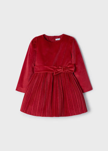 Red Pleated Dress Velvet Dress