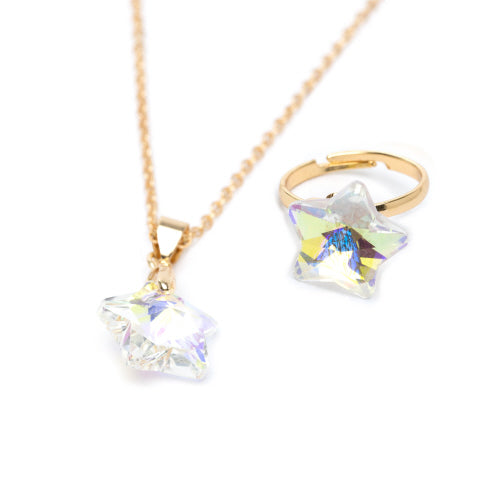 Holographic Star Necklace & Ring Set